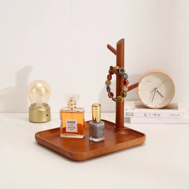 BULIHAN Personalized Wood Key Bowl for Entryway Table, Custom Engraved Wooden Valet Tray Organizer with 3 Rack for Keys, Watch, Wallet, Jewelry, Phone and more (Rectangle) BULIHAN