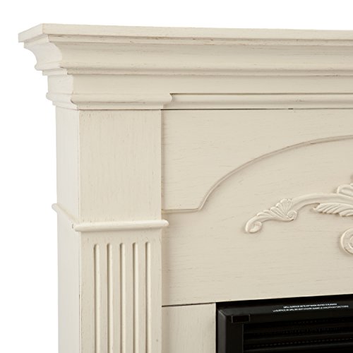 SEI Furniture Sicilian Harvest Traditional Style Electric 44" Mantel Fireplace, Radiant Heat Space Heater w/LED Flames Remote Controlled Features, Ivory SEI Furniture