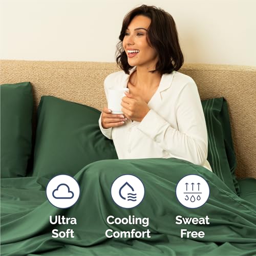 King Size 4 Piece Sheet Set - Comfy Breathable & Cooling Bed Sheets Set - Hotel Luxury Bedding for Women, Men, Kids & Teens - Deep Pockets, Easy-Fit, Soft and Wrinkle Free - Oeko-Tex - Emerald Green CGK Unlimited