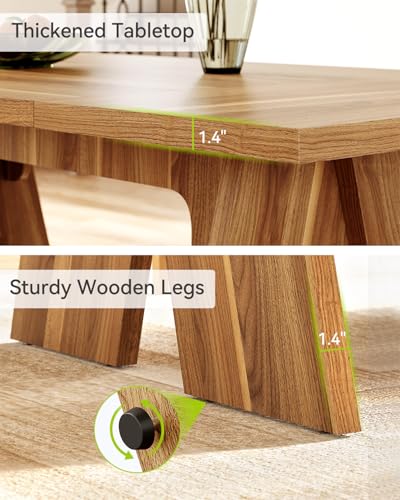 LITTLE TREE Dining Table for 6 People, Large 70.9 Inches Long Dining Room Table, Modern Rectangular Kitchen Table, Brown Wooden Dinner Table for Dining Room (Table Only) LITTLE TREE