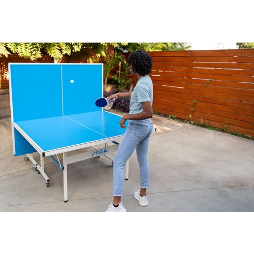 STIGA XTR Professional Outdoor Table Tennis Tables – All Weather Aluminum Waterproof Outdoor or Indoor Design with Net & Post - 10 Minute Easy Assembly Ping Pong Table with Compact Storage STIGA