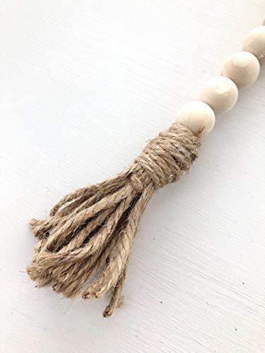 Natural Wood Bead Garland Set with Tassels, Farmhouse Beads Prayer Beads Wall Hanging Decor,57 Inches PINSUKO