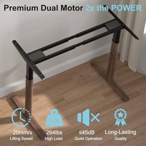 ERGO COLLECT Dual Motor Standing Desk Frame with Oval Legs, Electric Adjustable Sit Stand Desk Base for up to 70.8"x31.5" Table Tops, Sturdy Computer Desk Frame for Home Office Workstation (Walnut) ERGO COLLECT