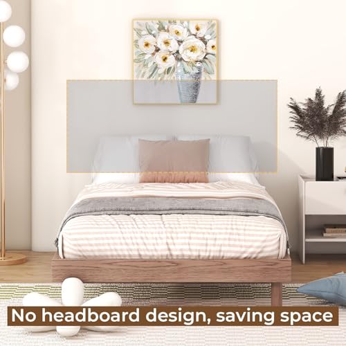 Klwenas Maec Twin Size Floating Bed Frame Without Headboard,10.5" Wood Low Profile Platform Bed with Sturdy Slats Support,Noise Free,No Box Spring Needed,Noise-Free,Easy to Assemble (Walnut, Twin) Klwenas Maec