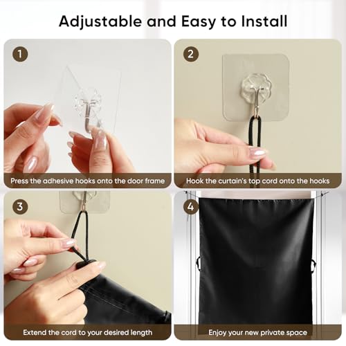 YUCOBE 72" x 66" Cubicle Curtain for Office Privacy Curtains for Room Divider Door, Desk Shade for Cubicle to Block Ligh, Temporary Door for a Room Privacy, 1Pcs with 4 Hook, Black YUCOBE