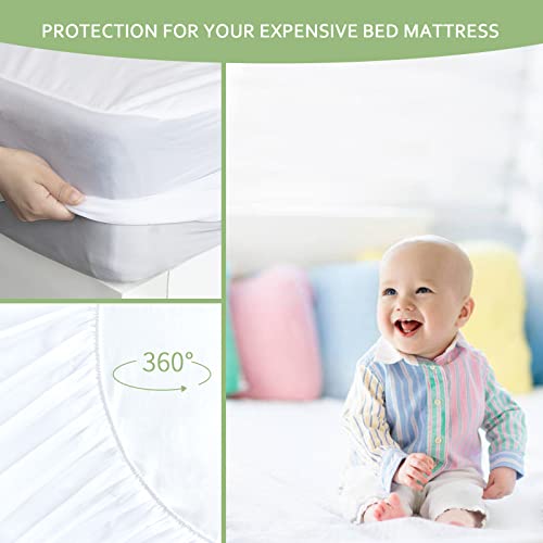 Waterproof Mattress Protector Twin Size, Skin Friendly and Breathable Twin Mattress Cover for Kids, Viscose Jersey Mattress Pad with 14" Deep Pocket Moonsea