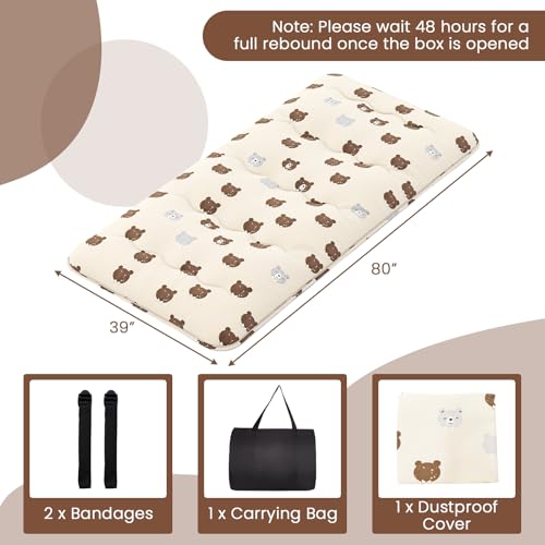 Giantex Japanese Floor Mattress, 4 Inch Futon Mattress w/Washable Cover & Storage Bag, Foldable Roll up Mattress Tatami Mat, Portable Sleeping Pad for Camping, Dormitory, Kids Floor Lounger Bed, Twin Giantex