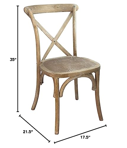 EMMA + OLIVER Natural with White Grain X-Back Chair EMMA + OLIVER