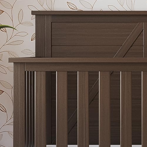 Child Craft Woodland 4-in-1 Convertible Crib, Baby Crib Converts to Day Bed, Toddler Bed and Full Size Bed, 3 Adjustable Mattress Positions, Non-Toxic, Baby Safe Finish (Brushed Truffle) Child Craft
