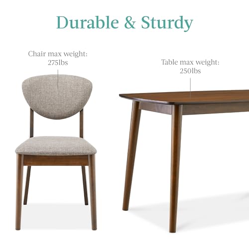 Best Choice Products 5-Piece Dining Set, Compact Mid-Century Modern Table & Chair Set for Home, Apartment w/ 4 Chairs, Padded Seats & Backrests, Wooden Frame - Walnut/Light Gray Best Choice Products