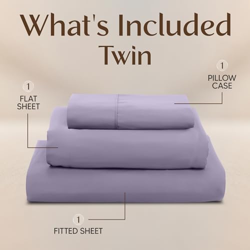 Utopia Bedding Twin Sheet Set – 3 Piece Bed Sheets for Twin Size Bed, Soft and Breathable Microfiber, Includes 1 Fitted Sheet, 1 Flat Sheet and 1 Pillowcase – Oeko Tex (Lavender) Utopia Bedding