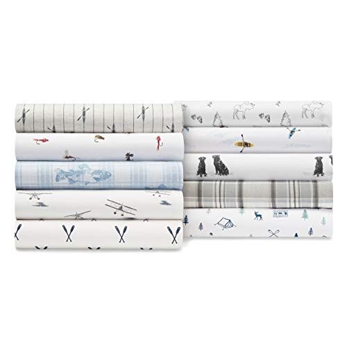Eddie Bauer Home | Percale Collection Sheet Set-100% Cotton, Crisp & Cool, Lightweight & Moisture-Wicking Bedding, Queen, Animal Tracks Eddie Bauer