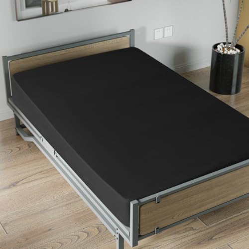 Twin Fitted Sheets 2 Pack Only, Mattress Up to 14 Inches Deep Pocket, Ultra Soft and Breathable Twin Bed Sheets, Long Lasting Single Fitted Sheets, Black Moonsea