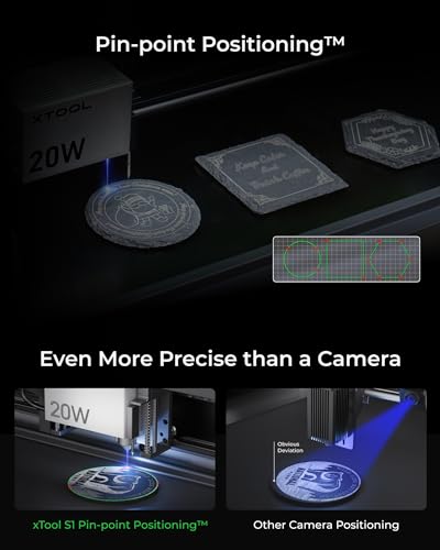 xTool S1 Laser Engraver with Rotary, Engraving on Tumbler, 20W Laser Etching, Cut 10mm Wood, Beginner-Friendly for Jewelry and Gift Making with Metal, Wood, Acrylic, Leather xTool