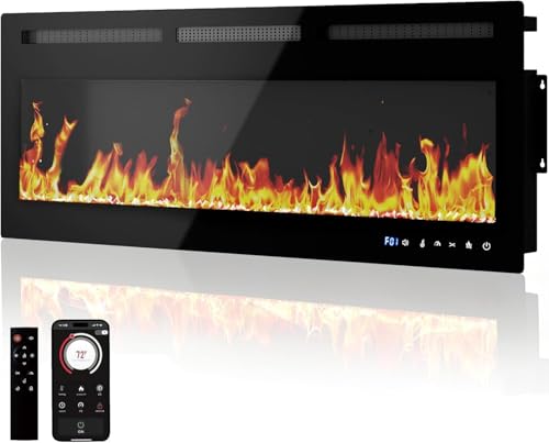 72 Inch Electric Fireplace Insert & Wall Mounted, Smart WiFi/Alexa Control, 1500/750w Heater, 12 Flame Colors, Remote, Timer, to Upgrade Your Living Room & Home Jojoka