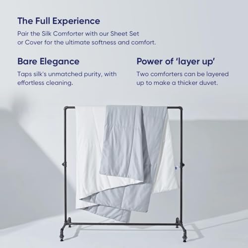 Vesta All-Season Silk Comforter, Quilt and Duvet Insert for Hot Sleepers, 100% Silk Fill with 100% Cotton Shell, Luxuriously Soft, Moisture-Wicking (All-Season, Grey, Twin/Twin XL) Vesta