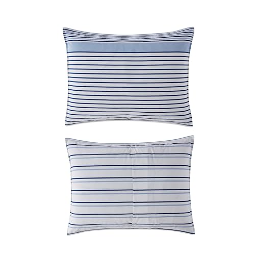 Eddie Bauer - Twin Duvet Cover Set, Luxuriously Soft Bedding with Matching Sham, Buttons & Corner Ties to Ensure Placement (Cooper Stripe Blue, Twin) Eddie Bauer