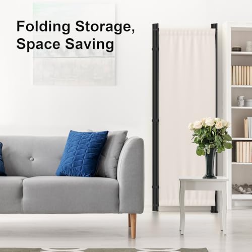 Kecreque Room Divider 4 Panel Partition Room Dividers & Folding Privacy Screens w/ 3 Metal Feet,88" W Portable Wall Doubles as a Dressing Screen Wall Divider for Office Bedroom Children's Room,White Kecreque