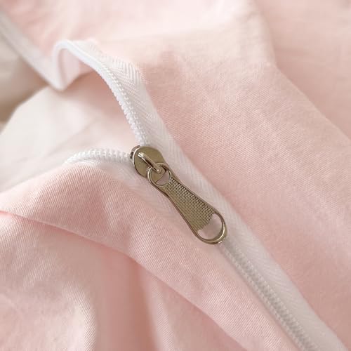 AOJIM Chic Pink Duvet Cover Set 3-Piece with Bow Pattern for Kids Adults, Twin Size Brushed Microfiber Ruffled Bedding Set, 1 Soft Comforter Cover and 2 Pillowcases, for All Seasons AOJIM