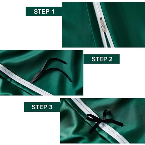 Homiest 60"x80" Duvet Cover for Weighted Blanket, Dark Green Satin, Silky & Removable Zippered Duvet Cover, Full/Queen Size, 1 Count Homiest