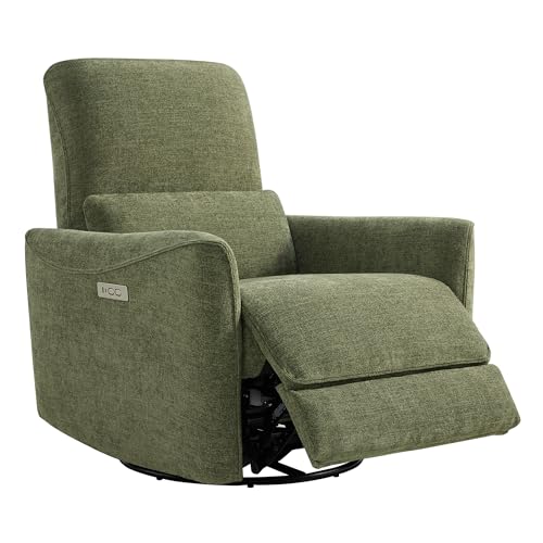 CHITA Power Recliner Chair Swivel Glider, FSC Certified Upholstered Living Room Nursery Reclining Sofa Chair with Lumbar Support, Green