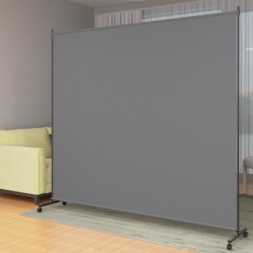 VAMFUTRE Single Panel Room Divider/Privacy Screen with Caster Wheels and Brakes - Stylish and Versatile Partition for Home,Office,School and Restauran (Gray, 6FT*6FT) VAMFUTRE
