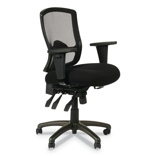 Alera Etros Series Petite Mid-Back Multifunction Mesh Chair, Black Alera