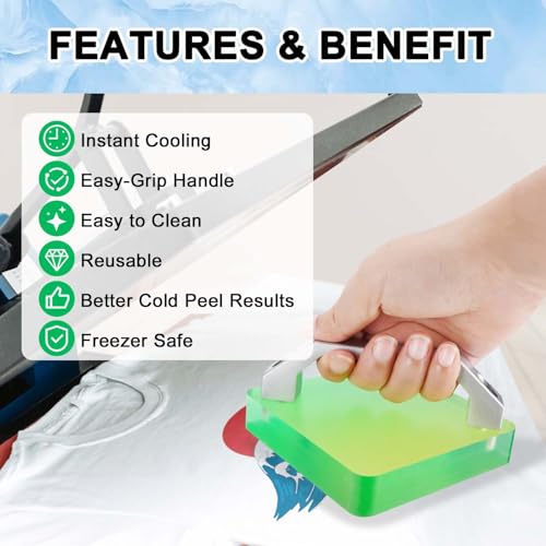 CenDale HTV Cooling Block-with Handle and Heat Resistant Tape, DTF Transfer Film& Heat Press Paper Vinyl Accessories, Fast Cooling Block, DTF Sublimation CenDale