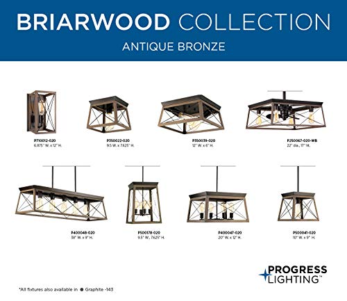 Progress Lighting P710012-020 Briarwood Antique Bronze One-Light Wall Sconce, Architectural Progress Lighting