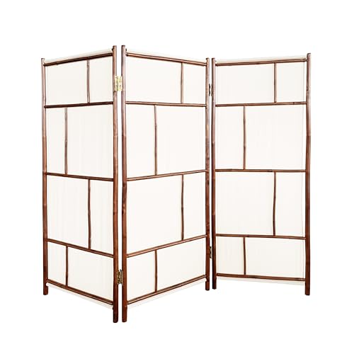 ZEW Bamboo 3 Panel Room Divider Privacy Screen, Freestanding 6 Feet Tall Decorative Room Separator, Espresso ZEW