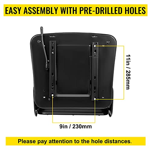 VEVOR Universal Forklift Seat Black PVC Tractor Seat, 6"/150MM Adjustable Mower Seat Foldable Seat Including Armrests, Seat Belt, Seat Switch, Skid Steer Seat Fit Forklift, Tractor, Skid Loader VEVOR