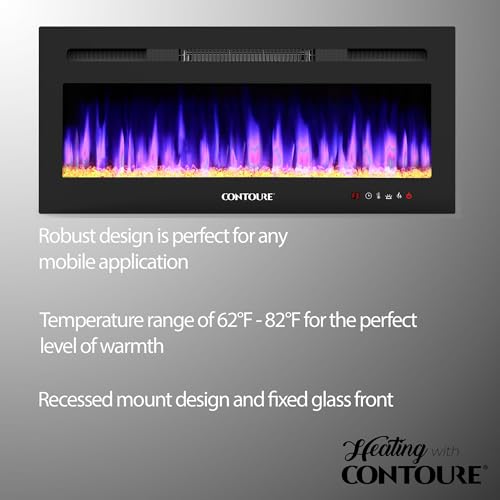 CONTOURE RV 31" Built-in Electric Heater with Fireplace Design - Mobile Ready | Adjustable Heat, Flame Colors | Remote Control, Timer | Modern Design for RVs CONTOURE