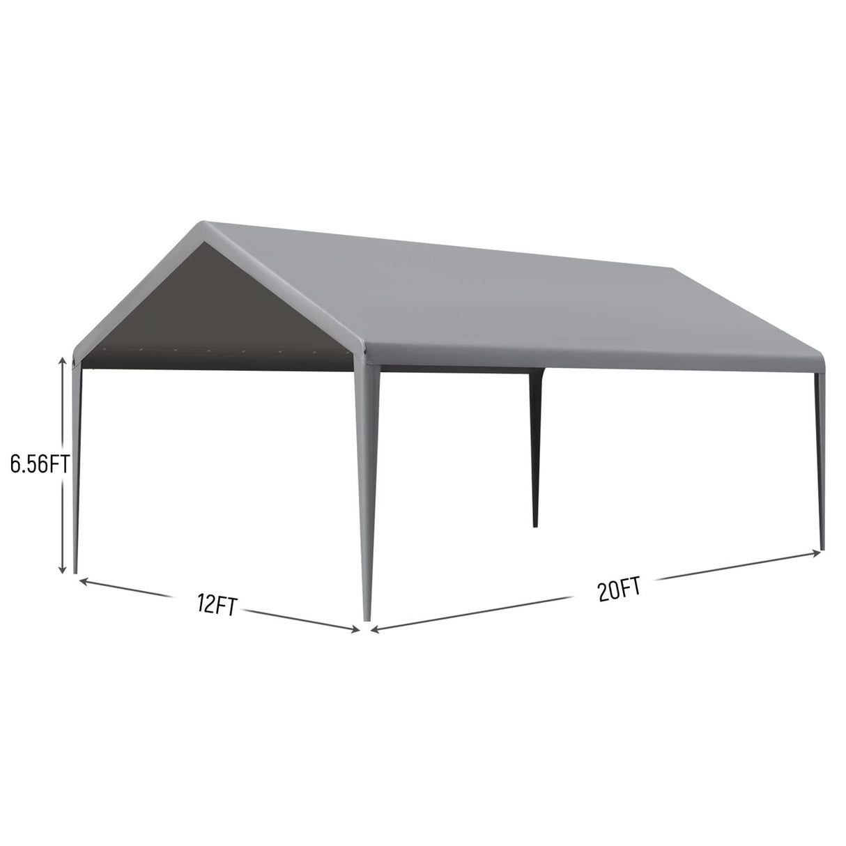 Gardesol Carport Replacement Canopy, Replacement Top Cover for 12' x 20' Carport Frame, 180G Waterproof & UV Protected Tarp with Ball Bungees, Gray, Only Top Cover, Frame is not Included Gardesol