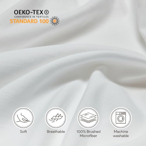 Maple&Stone Twin Fitted Sheet Only - Bulk Pack of 6 Bottom Sheets - Premium Soft & Breathable, Brushed Microfiber Fabric for Twin Size (White) Maple&Stone