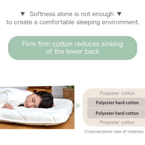 タンスのゲン TANSU NO GEN Japanese Futon Mattress, Made in Japan, Queen, Extra Thickness 4", Filled with Hard Cotton, Sleeping Tatami Mattress for Floor, 22200048(92513) タンスのゲン