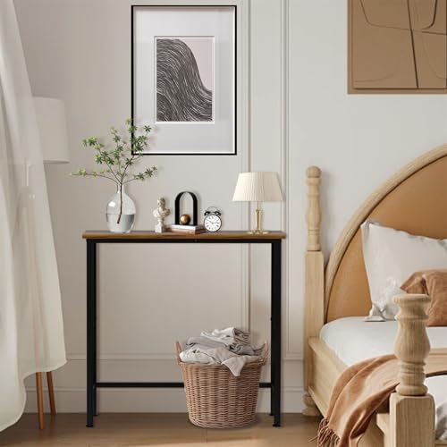 Mordchil HF Narrow Console Table, 29.5" Small Entryway Table, Thin Hallway Tables, Slim Sofa Side Tables for Hallway, Living Room, Bedroom, Foyer, Retro Brown Mordchil HF