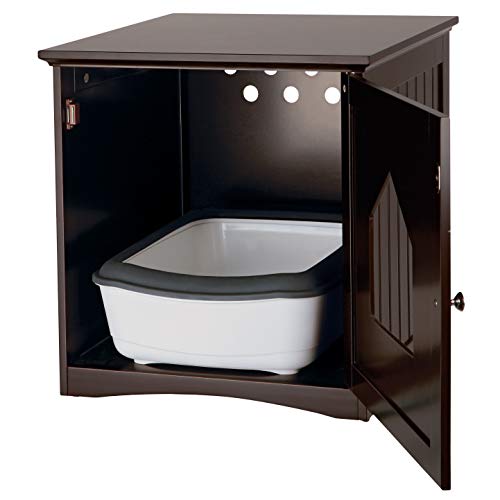 TRIXIE Litter Box Enclosure, Hidden Kitty Litter Box Cabinet, Furniture Style, Espresso-Brown 19.84 LBS TRIXIE