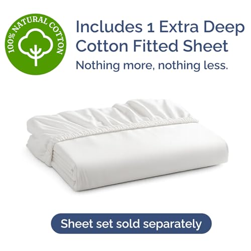 Extra Deep Queen 400 Thread Count Cotton Fitted Sheet - Hotel Luxury Single Fitted Sheet Only - Easily Fits 18" to 24" Mattress - Soft, Wrinkle Free, Breathable and Comfy - Extra Deep Pockets - White CGK Unlimited