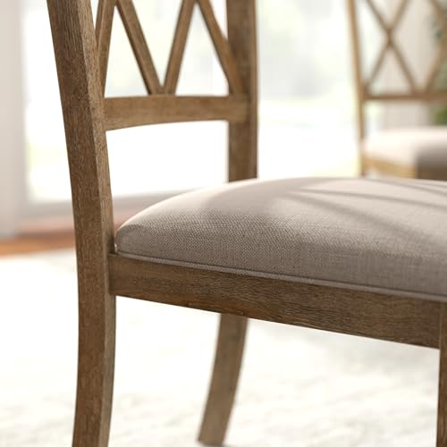 Roundhill Furniture Havre 5-Piece Dining Set, Pedestal Round Table with 4 Stylish Chairs, Oak Roundhill Furniture