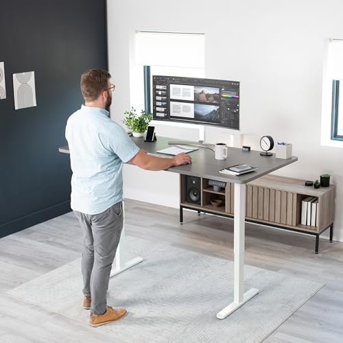 VIVO Electric Stand Up Desk Frame, DIY Workstation, Frame Only, Dual Motor Ergonomic Standing Height Adjustable Base with Memory Controller, White, VIVO