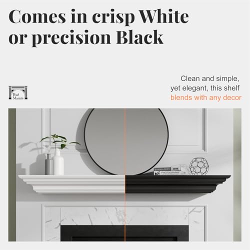 Pearl Mantels ARYB60618 Clean, Sophisticated Premium Grade A MDF Mantel Shelf, 60" L x 10" D x 5" H, Crisp White Paint, The Perfect Compliment to Your Hearth and Home Pearl Mantels