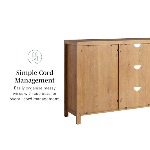 Walker Edison Boho Arched Rattan 2-Door Sideboard, 58 Inch, English Oak Walker Edison