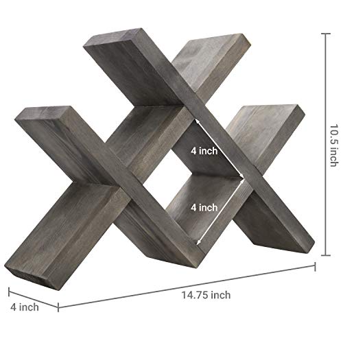 MyGift Vintage Gray Wood 4-Bottle Countertop Wine Storage Rack, Wine Bottle Tabletop Display Holder MyGift