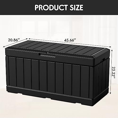YESHOMY Storage Chest, Entryway Resin Shoe Bench with Hydraulic Bracket Flip Lid, Side Holder, Supports 450 lb, 45.6 x 20.8 x 23.2 Inches For Bedroom, Living Room, Lockable, Black YESHOMY