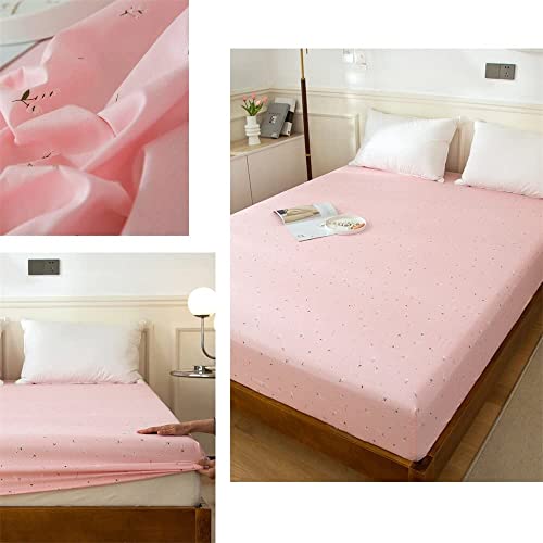 LifeTB Floral Print Fitted Sheet Twin Pink White Flower Bedding Sheet Deep Pocket Cotton Bed Sheet Garden Flower Branch Mattress Cover Pink Floral Fitted Sheet for Girl Women Kids Teen LifeTB