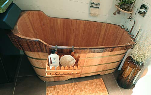 ALFI brand AB1148 59-Inch Free Standing Oak Wood Bath Tub with Chrome Tub Filler ALFI brand