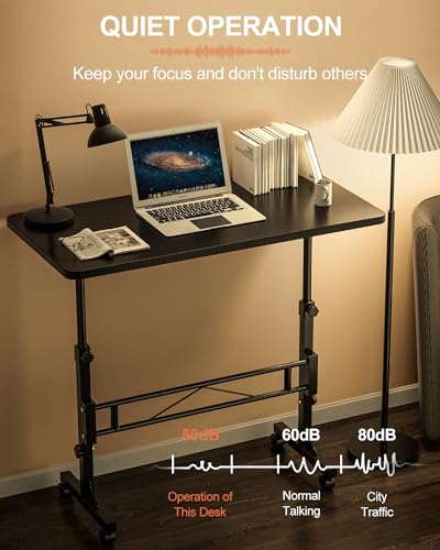 Amztabler Small Standing Desk Adjustable Height, Mobile Stand Up Desk with Wheels, 32 Inch Portable Rolling Desks for Walking Pad Treadmill Black Amztabler