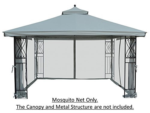 Universal 10' x 12' Gazebo Replacement Mosquito Netting (Grey) APEX GARDEN