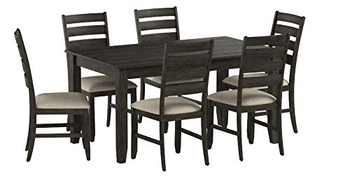 Signature Design by Ashley Rokane 20" Dining Room Table Set with 6 Upholstered Chairs, Brown Signature Design by Ashley