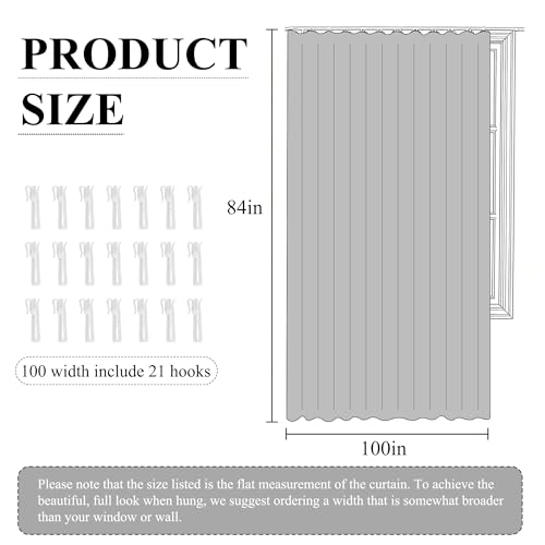RYB HOME 100% Blackout Room Divider Curtain, Thermal Insulated&Privacy Assurd Extra Wide Curtain for Bedroom/Sliding Door, Back Tab&Rod Pocket Drape with Hooks for Ceiling, W100xL84, Black, 1 Panel RYB HOME